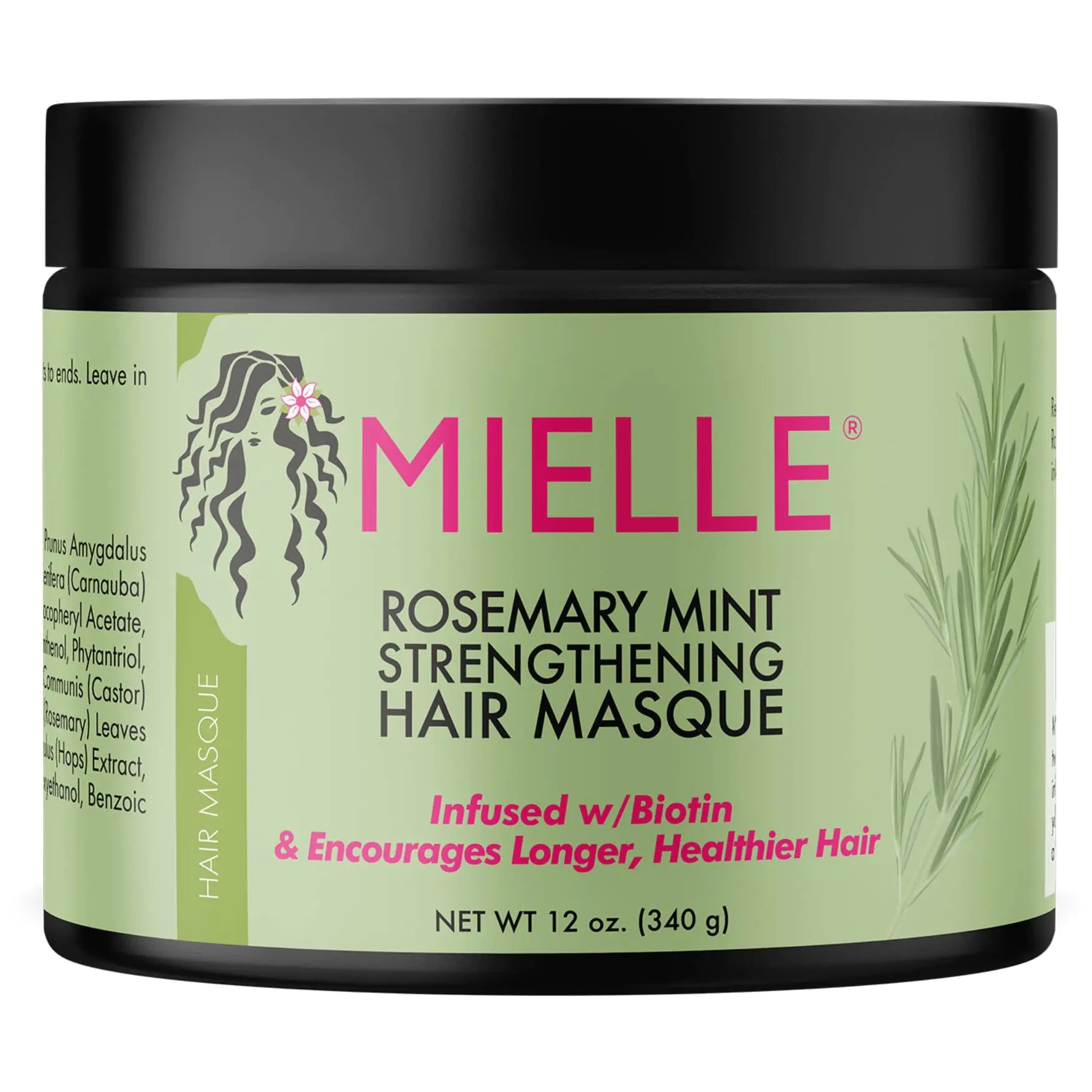 Mielle Organics Rosemary Mint Strengthening Hair Masque Essential Oil & Biotin Deep Treatment Miracle Repair for Dry Damaged & Frizzy Hair 12 Ounces